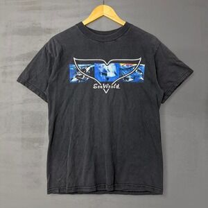 Faded SeaWorld T-Shirt Black Orca Whale Tail Graphic Vintage Large